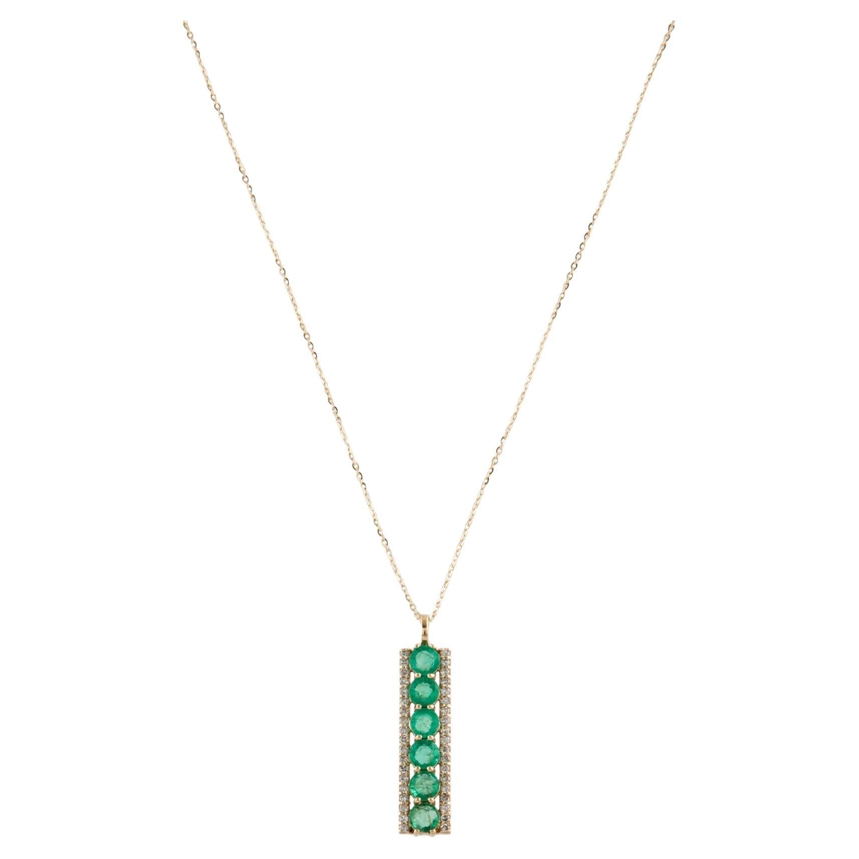 14K 1.45ctw Emerald & Diamond Pendant Necklace: Exquisite Statement Jewelry For Sale