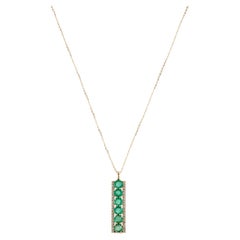 14K 1,45ctw Smaragd & Diamant-Anhänger-Halskette: Exquisite Statement-Schmuck