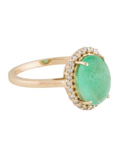 Luxurious 14K Emerald & Diamond Cocktail Ring - 3.59ct Gemstone - Size 6.75