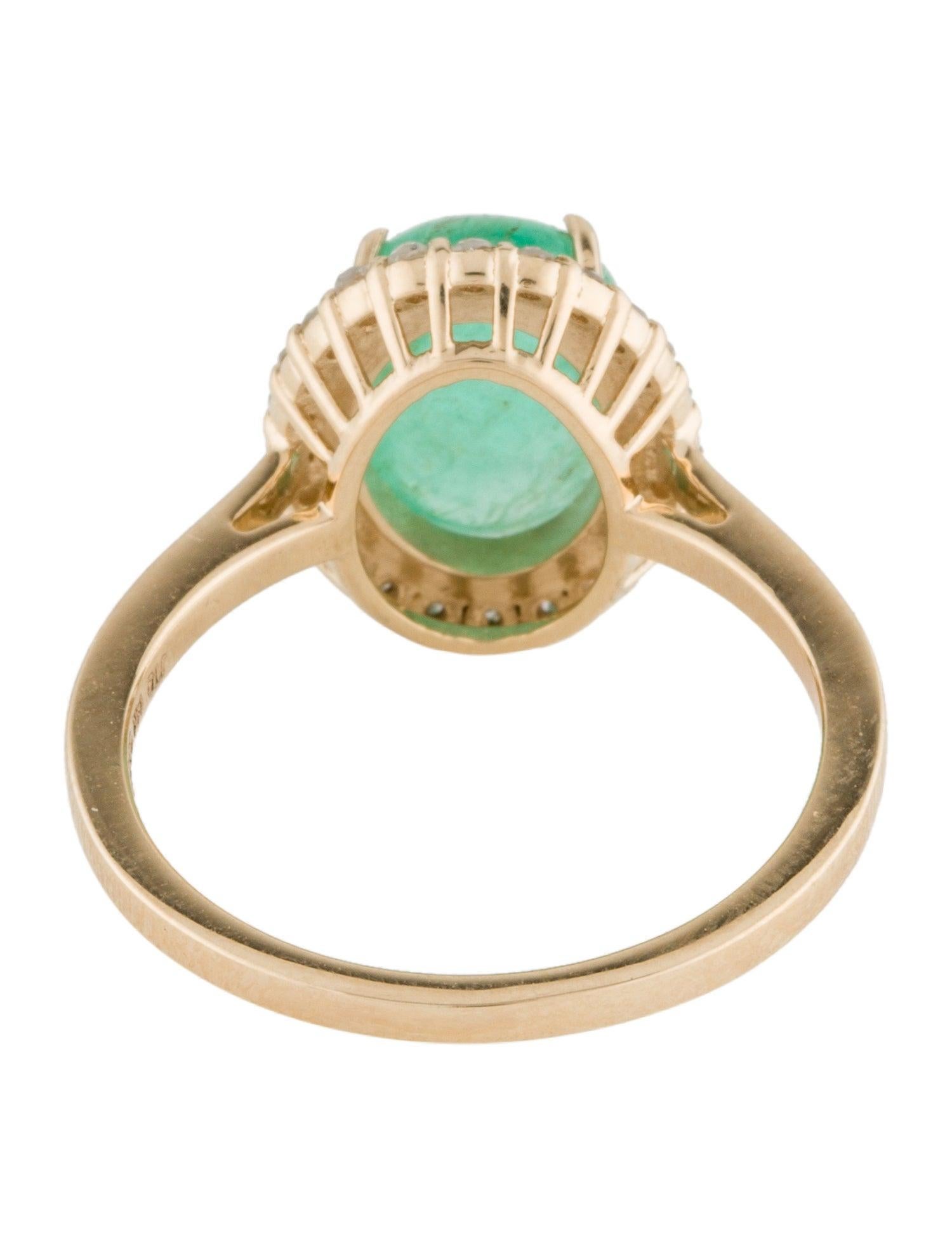 Brilliant Cut Luxurious 14K Emerald & Diamond Cocktail Ring - 3.59ct Gemstone - Size 6.75 For Sale