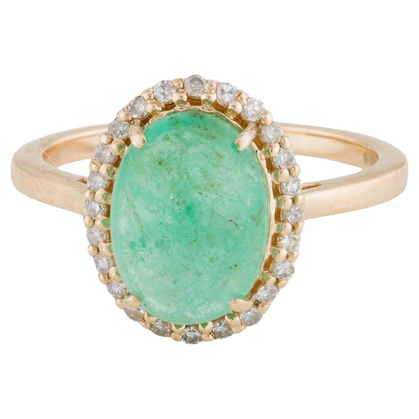 Luxurious 14K Emerald & Diamond Cocktail Ring - 3.59ct Gemstone - Size 6.75 For Sale