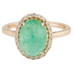 Luxurious 14K Emerald & Diamond Cocktail Ring - 3.59ct Gemstone - Size 6.75