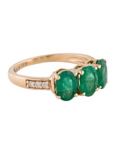Stunning 14K Emerald & Diamond Band Ring 2.10ctw - Size 6.75 - Timeless Luxury