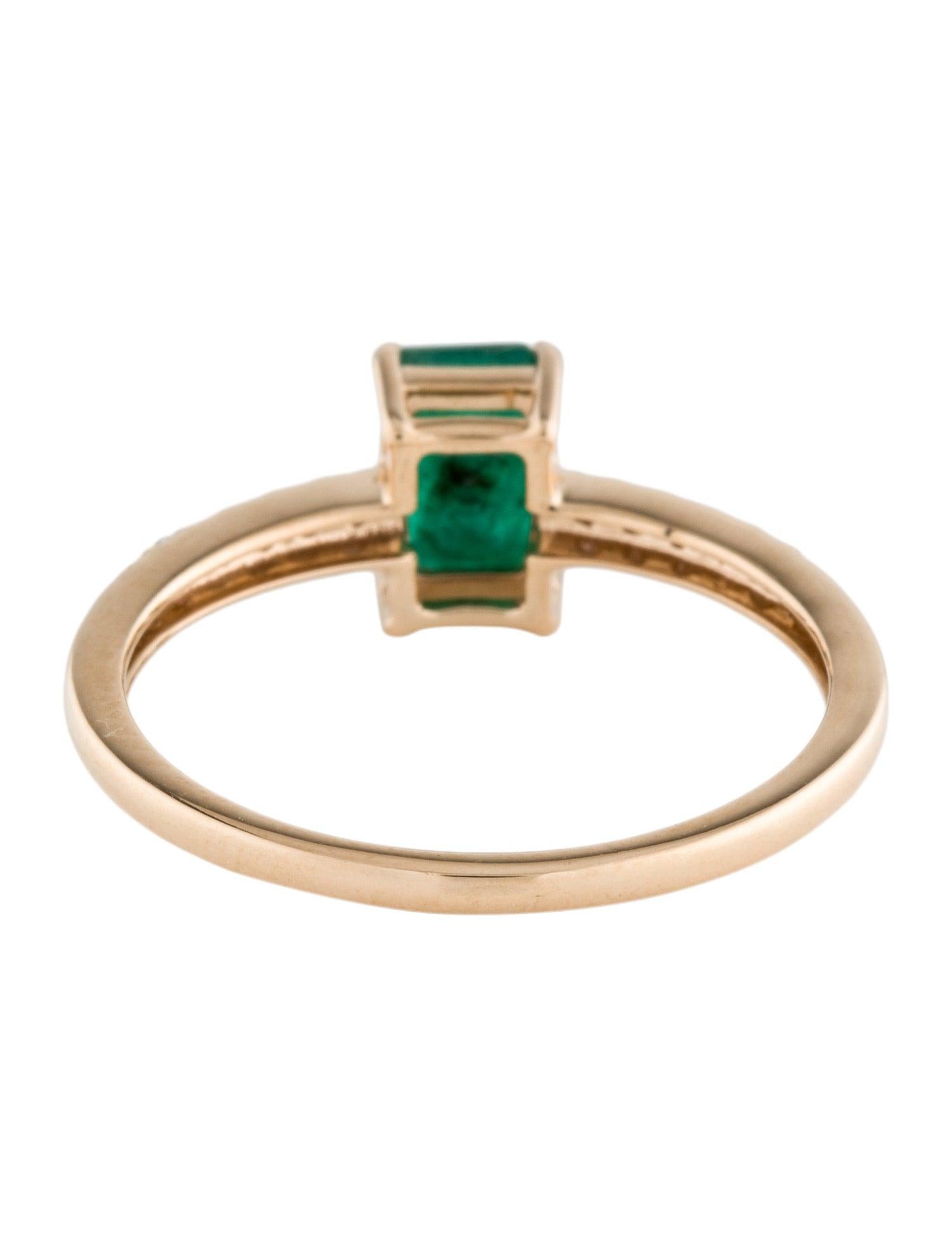 Brilliant Cut Elegant 14K Gold 1.05ct Emerald & Diamond Ring - Size 8.75 - Classic & Timeless For Sale
