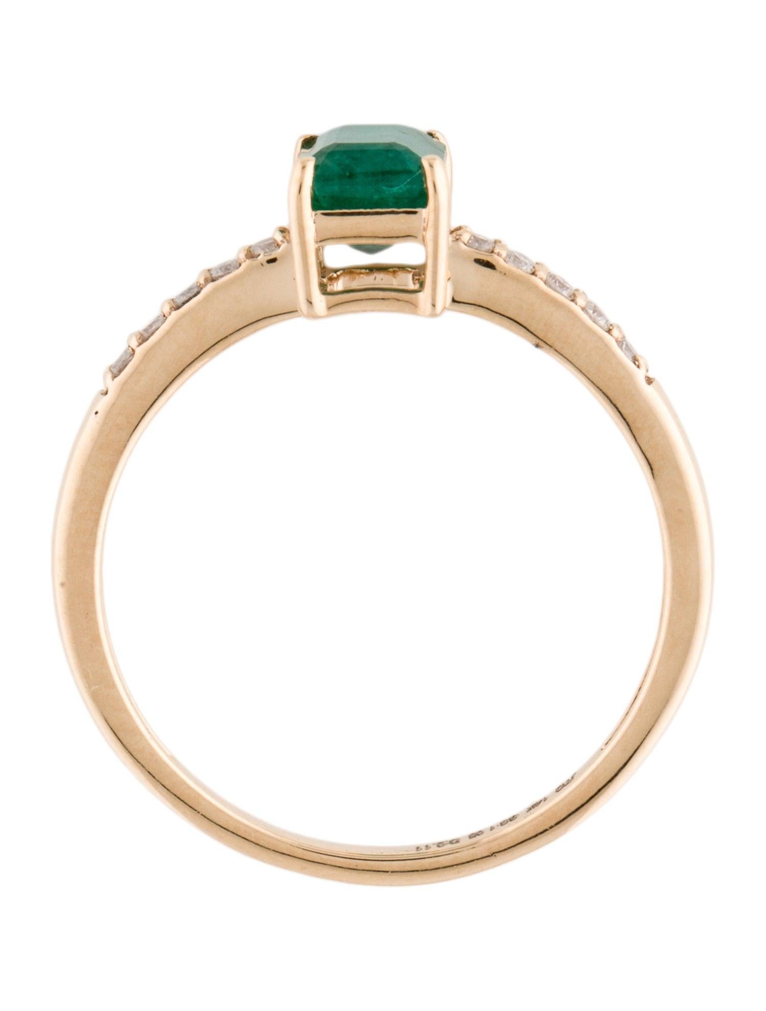 Elegant 14K Gold 1.05ct Emerald & Diamond Ring - Size 8.75 - Classic & Timeless In New Condition For Sale In Holtsville, NY