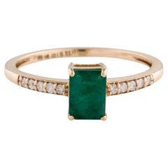 Elegant 14K Gold 1.05ct Emerald & Diamond Ring - Size 8.75 - Classic & Timeless