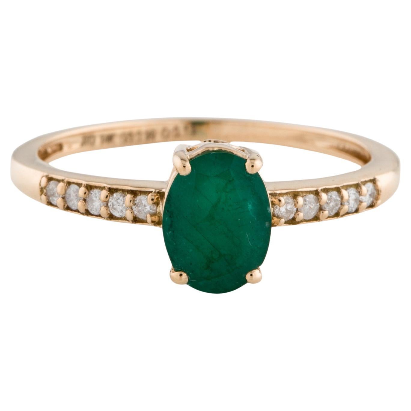 Captivating 14K Gold 1.12ctw Emerald & Diamond Ring - Size 8.75 - Fine Luxury For Sale