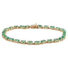 14K 6.58ctw Emerald Link Bracelet - Exquisite Gemstone Elegance, Timeless Luxury