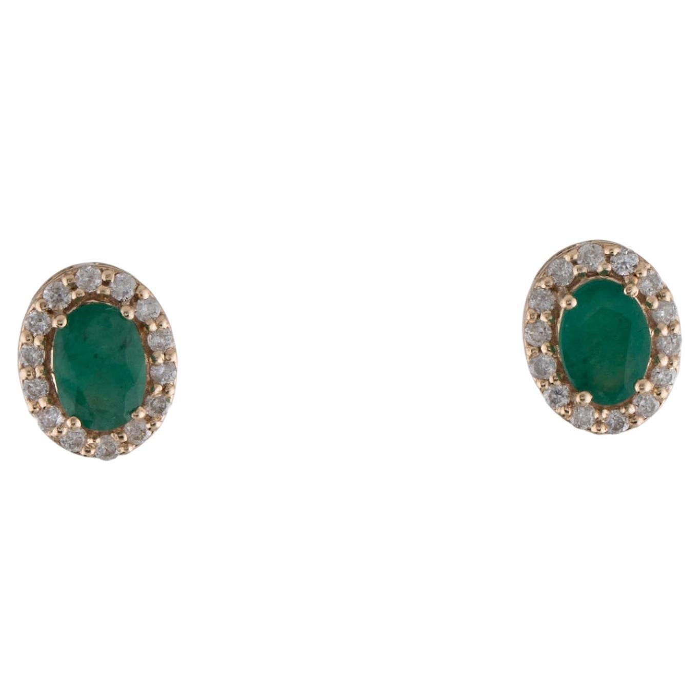 14K Emerald & Diamond Stud Earrings - Exquisite Gemstone Jewelry & Timeless
