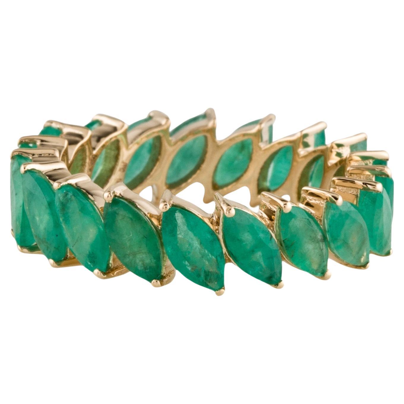Elegant 14K Emerald Eternity Band Ring - 3.23ctw Gemstones - Size 6.75  Vintage For Sale