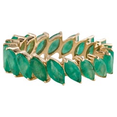 Elegant 14K Emerald Eternity Band Ring - 3.23ctw Gemstones - Size 6.75  Vintage