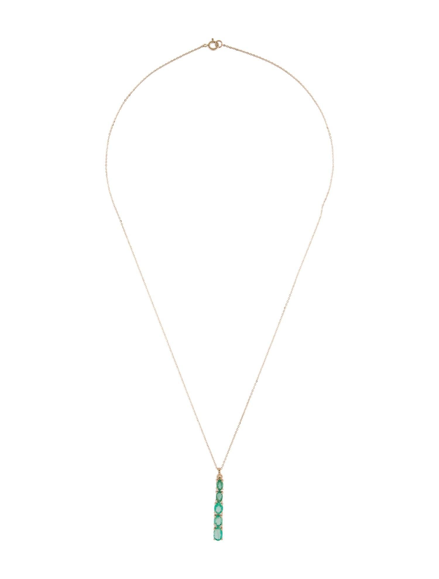 Brilliant Cut 14K 1.44ctw Emerald Pendant Necklace: Elegant Luxury Statement Jewelry Piece