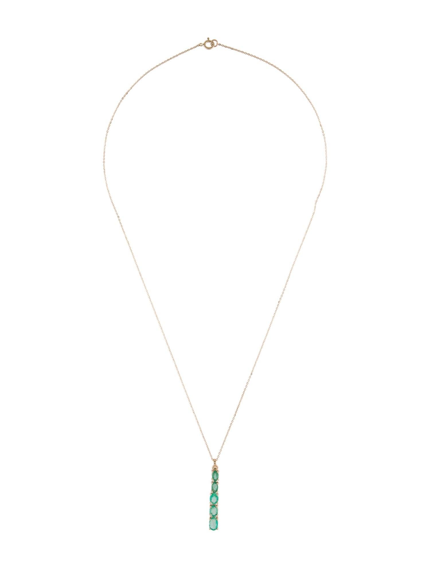 Brilliant Cut 14K 1.44ctw Emerald Pendant Necklace: Elegant Luxury Statement Jewelry Piece For Sale