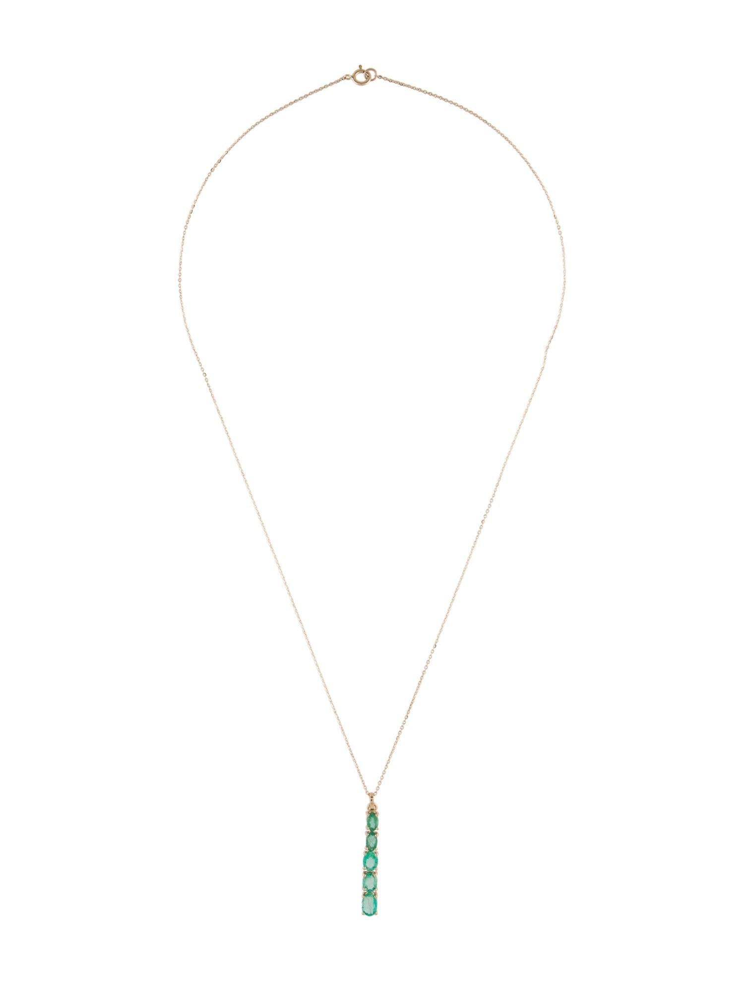 Women's 14K 1.44ctw Emerald Pendant Necklace: Elegant Luxury Statement Jewelry Piece For Sale