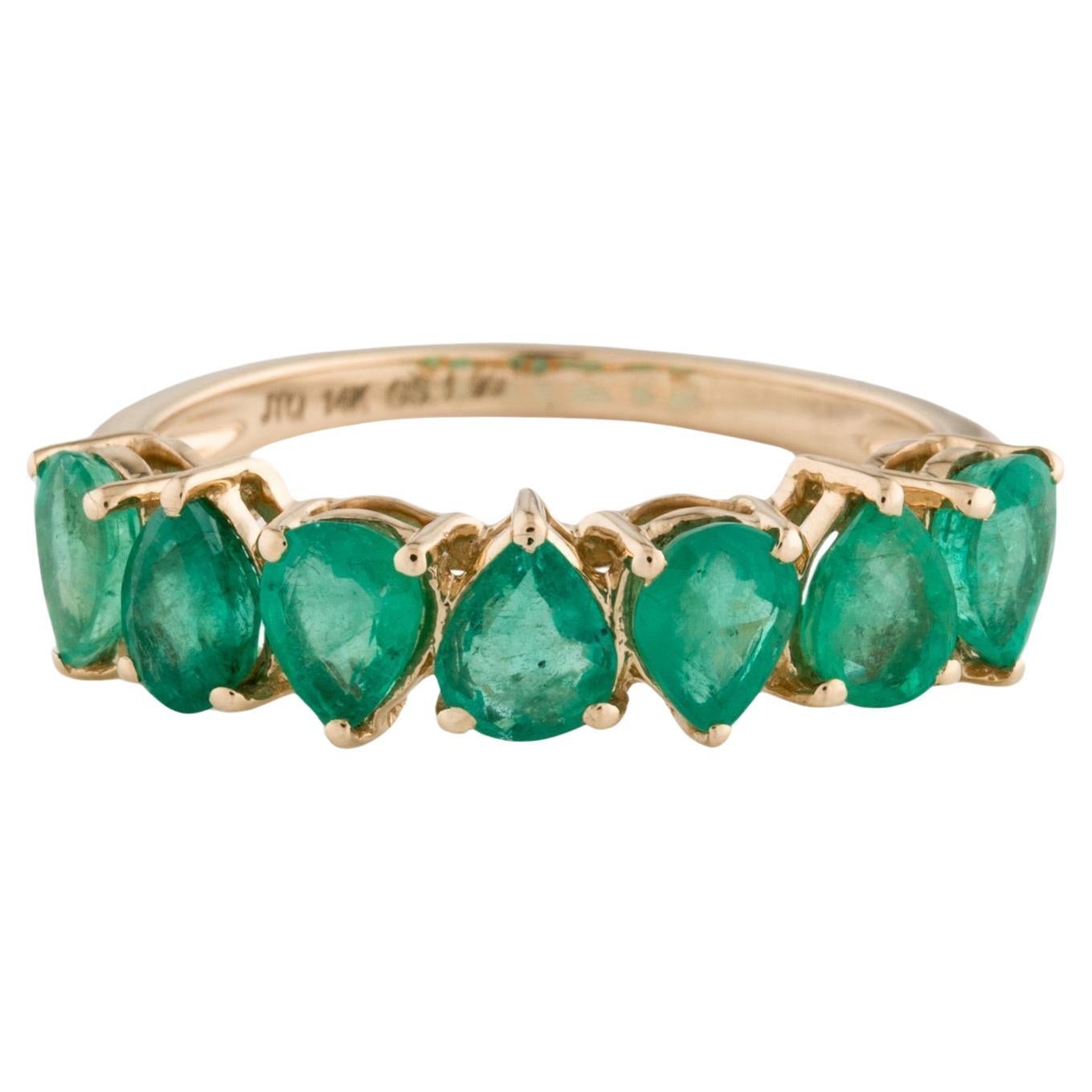 Exquisite 14K Gold 1.68ctw Emerald Band Ring - Size 7.75 - Fine Gemstone Jewelry