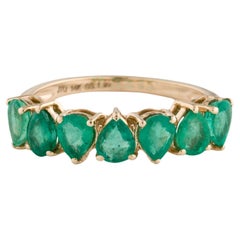 Vintage Exquisite 14K Gold 1.68ctw Emerald Band Ring - Size 7.75 - Fine Gemstone Jewelry