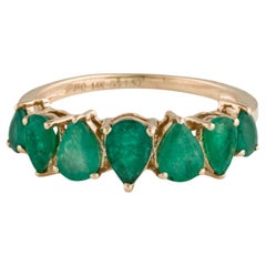 Exquisite 14K Emerald Band Ring 1.38ctw  Size 6.5  Elegant Green Gemstone Ring