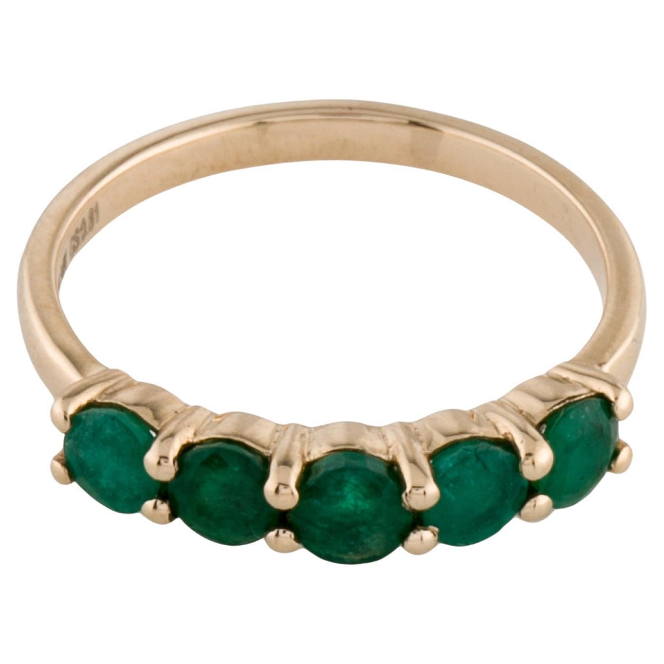 Luxurious 14K Emerald Band Ring  Size 5.75  Stunning Green Gemstone Jewelry For Sale