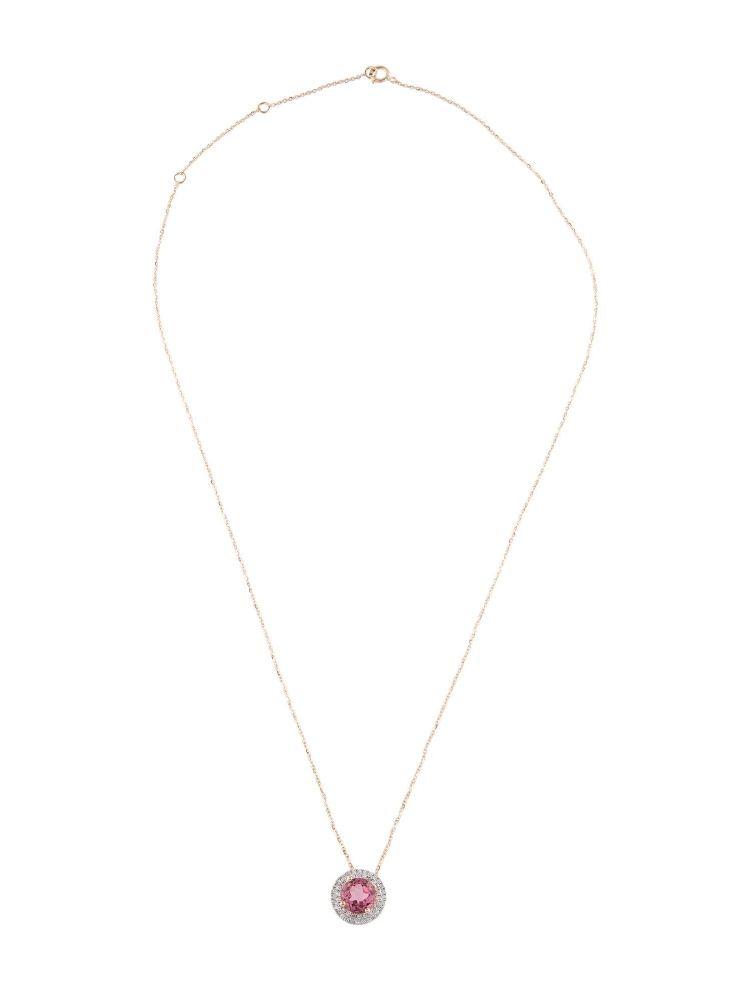 Brilliant Cut 14K 1.44ctw Tourmaline & Diamond Pendant: Elegant Statement Necklace, Luxury For Sale