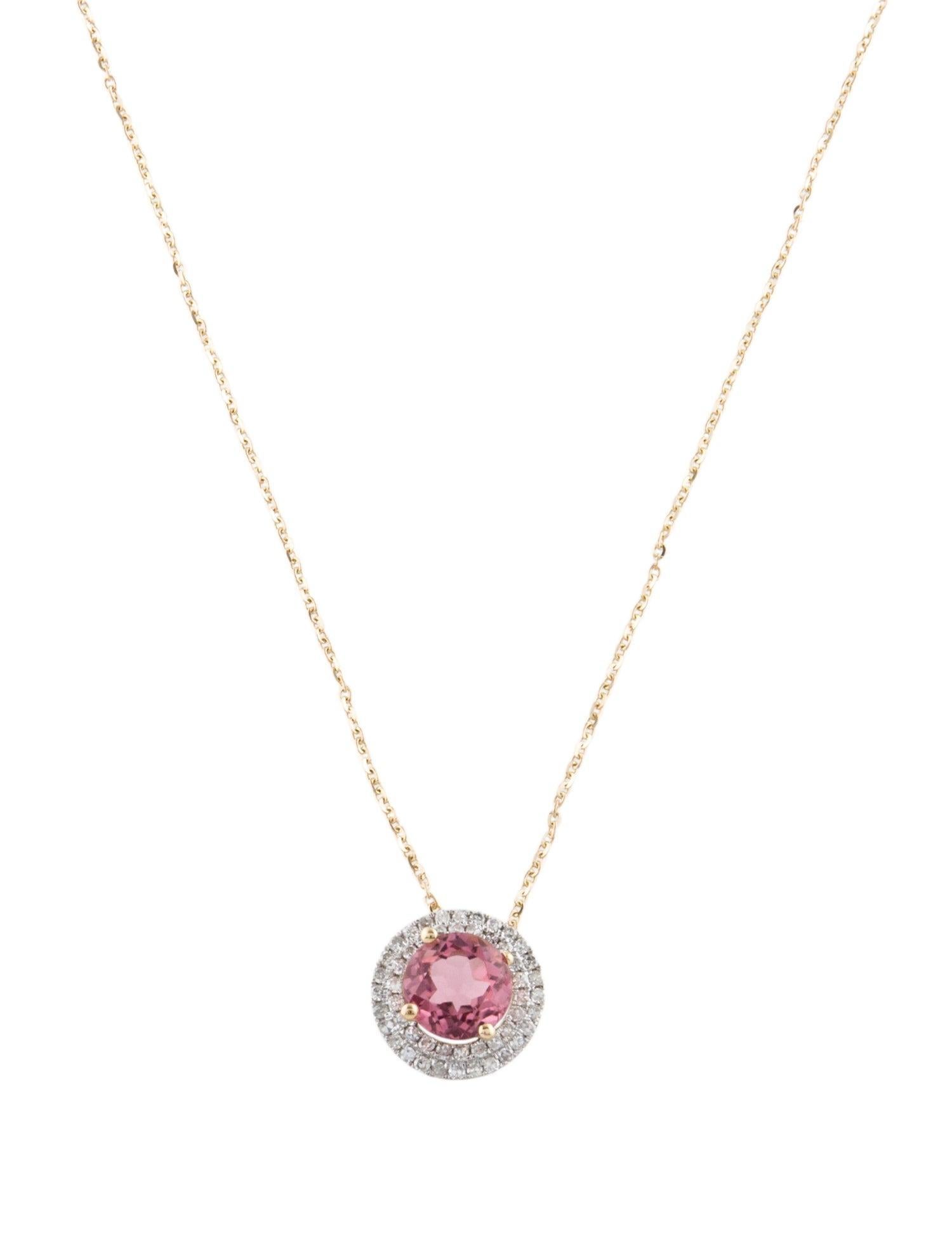14K Pendentif Tourmaline et Diamant 1.44ctw : Collier d'affirmation Elegance, Luxe Neuf - En vente à Holtsville, NY