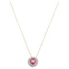 14K Pendentif Tourmaline et Diamant 1.44ctw : Collier d'affirmation Elegance, Luxe