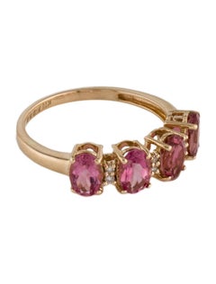 Radiant 14K Tourmaline & Diamond Band Ring - Size 7 - Elegant & Timeless Luxury
