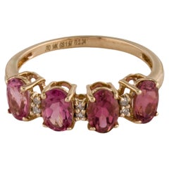 Radiant 14K Tourmaline 
Diamond Band Ring - Size 7 - Elegant 
Timeless Luxury