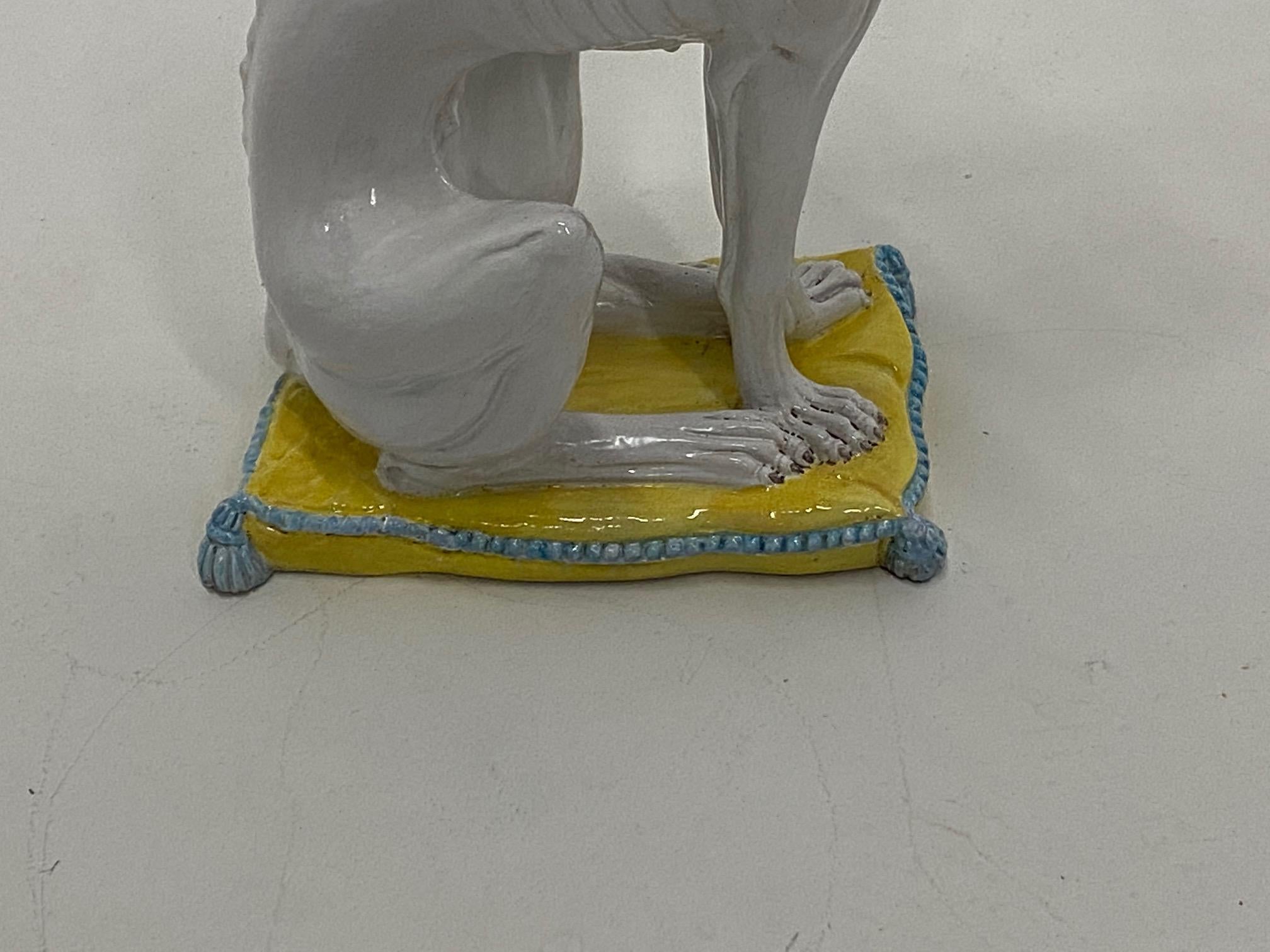 Enchanting Glazed Terracotta Greyhound Sculpture 2