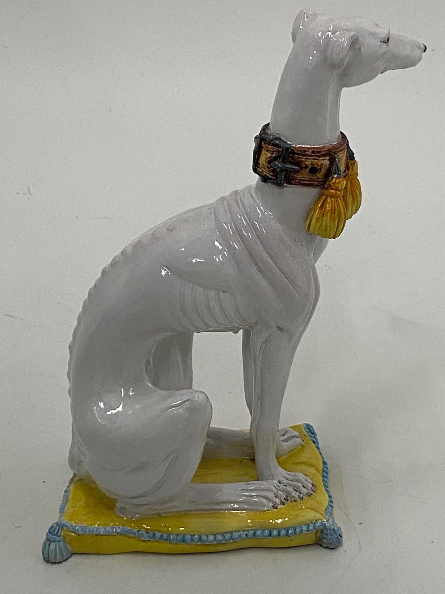 Enchanting Glazed Terracotta Greyhound Sculpture 3