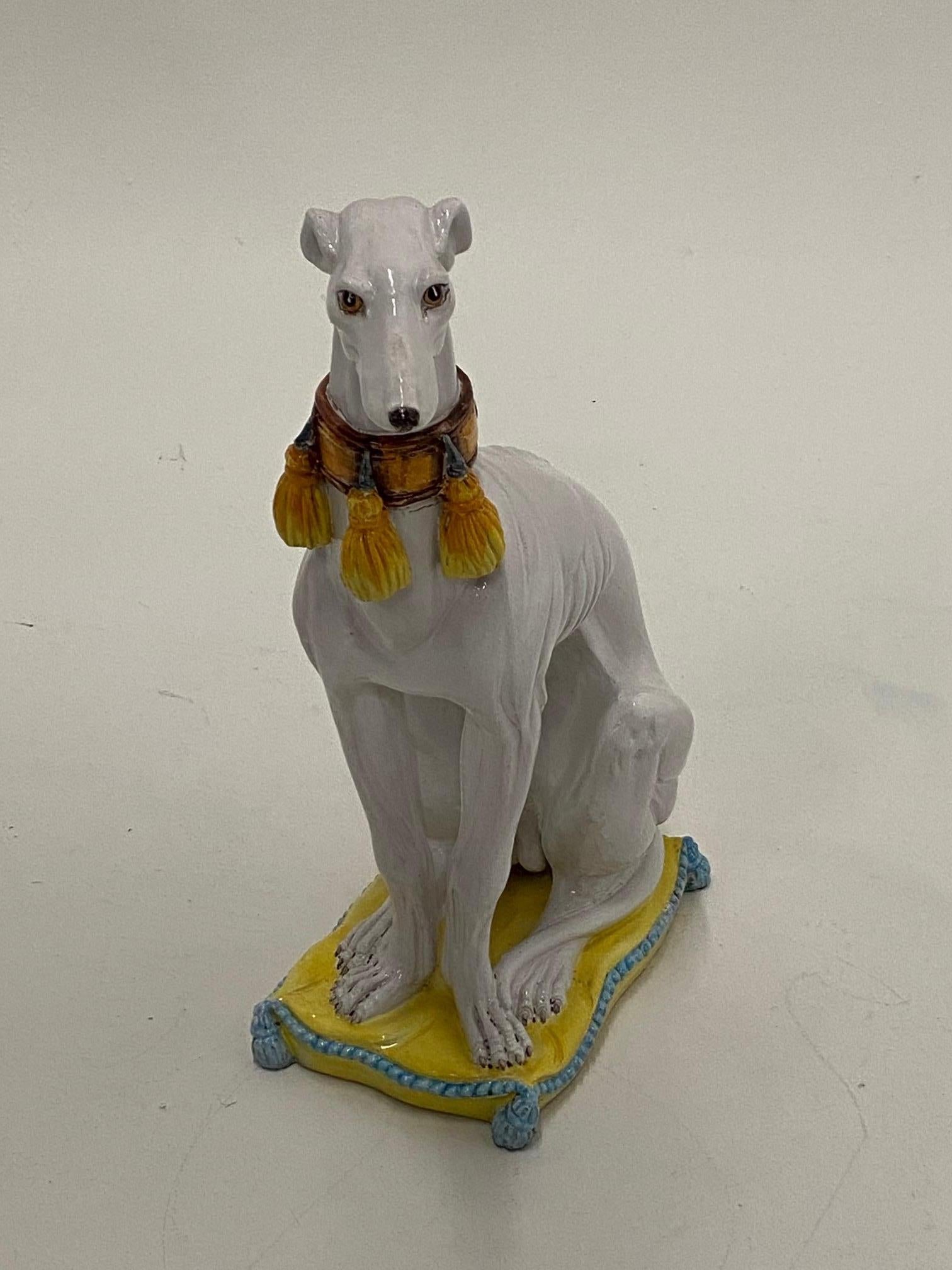 Enchanting Glazed Terracotta Greyhound Sculpture 4