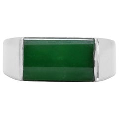 Enchanting Green Jade Ring in 18K White Gold