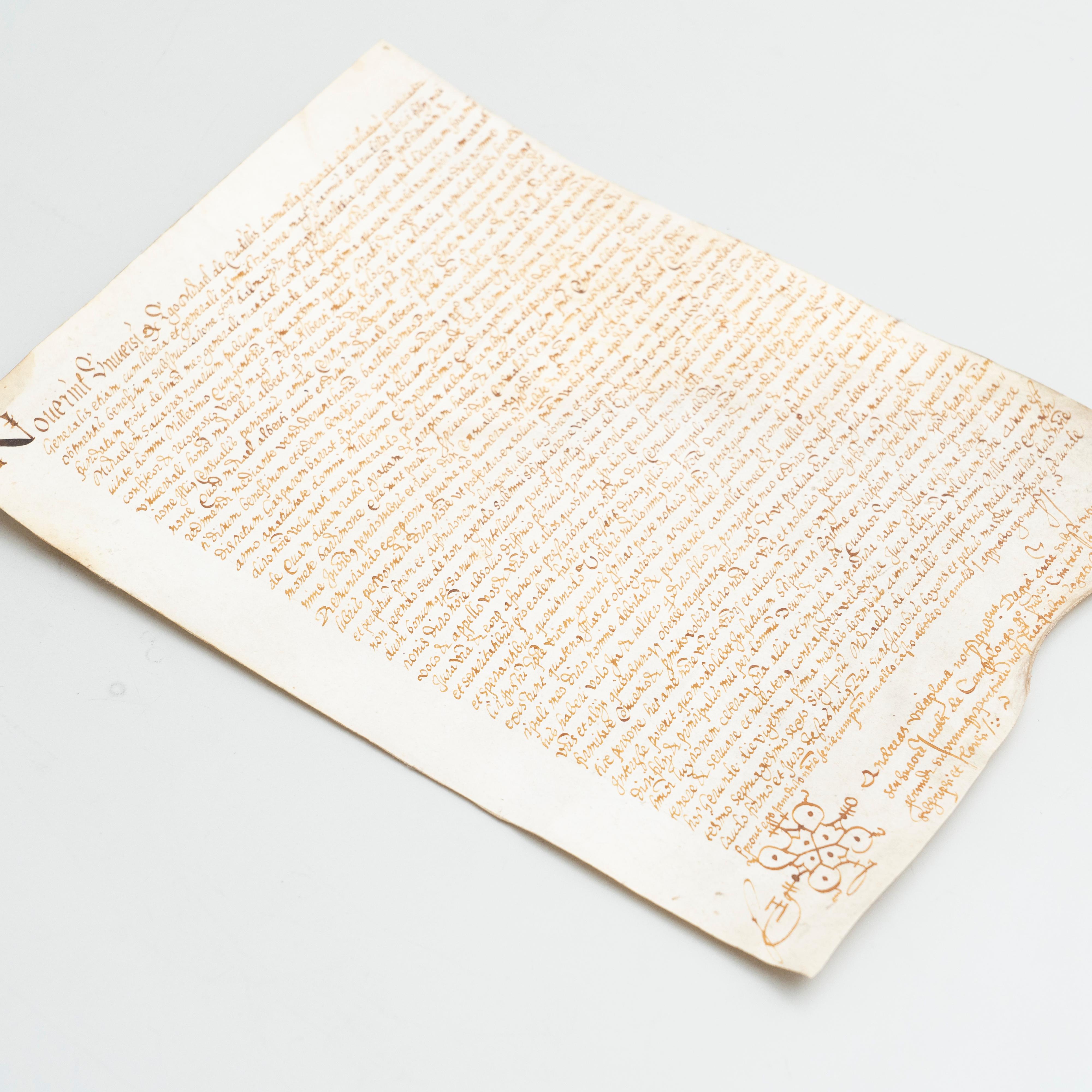 Enchanting Handwritten Antique Parchment: A Timeless Spanish Treasure For Sale 3