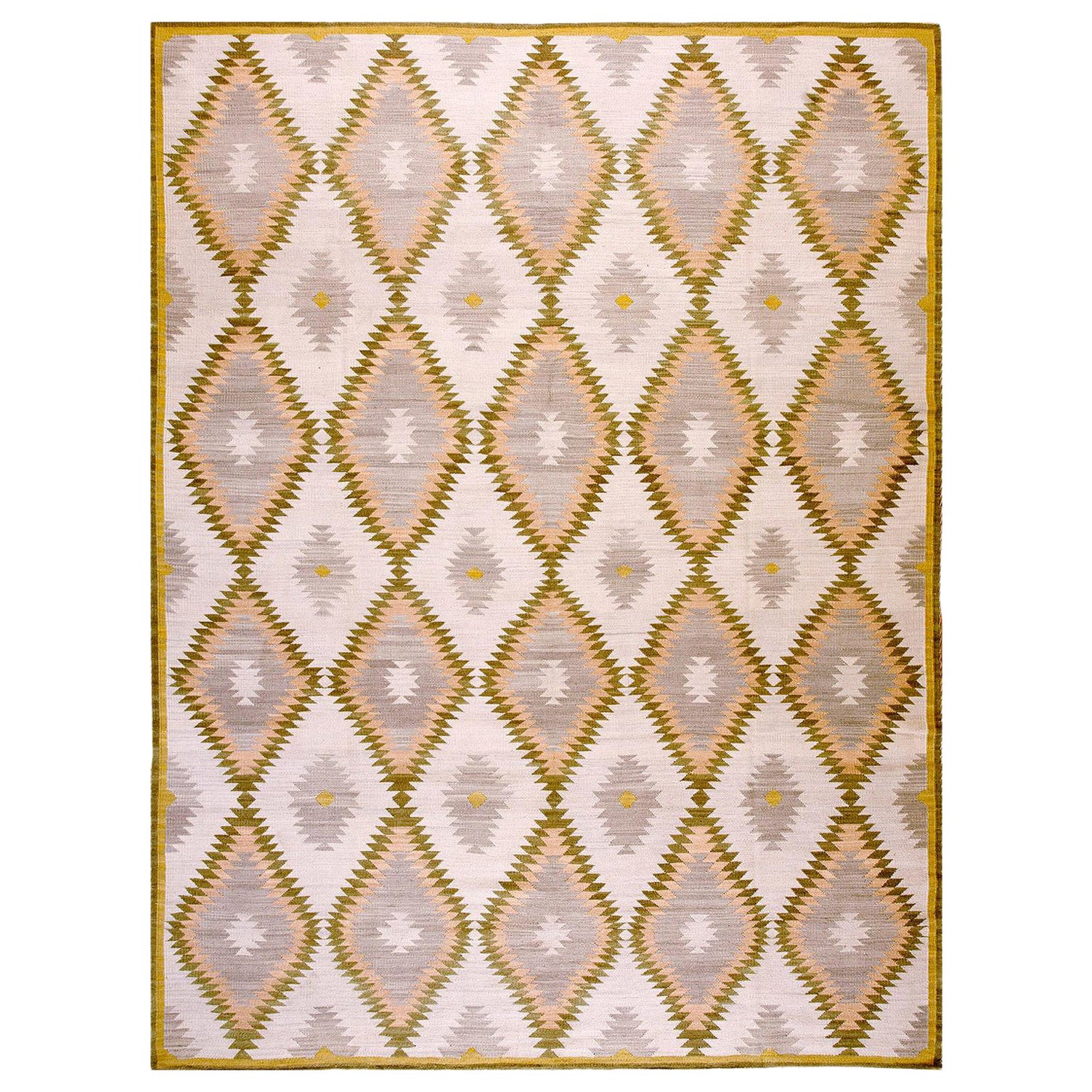 Tapis de style sud-ouest contemporain de couleur ivoire 9 x 12