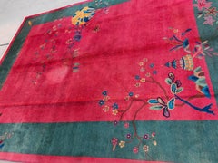 Enchanting Magneta Background Color Modern Design Antique Chinese Art Deco Rug