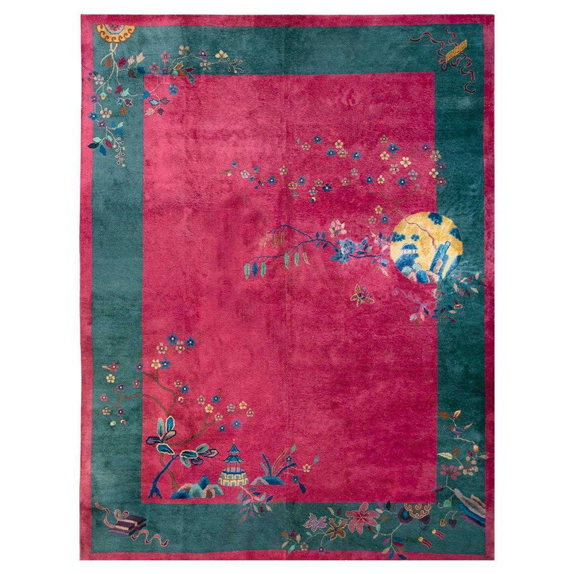 Tapis Magneta Magneta couleur de fond Design Modern Antique Chinois Art Déco en vente