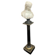 Enchanting marble bust of an Arab girl, signed Lapini