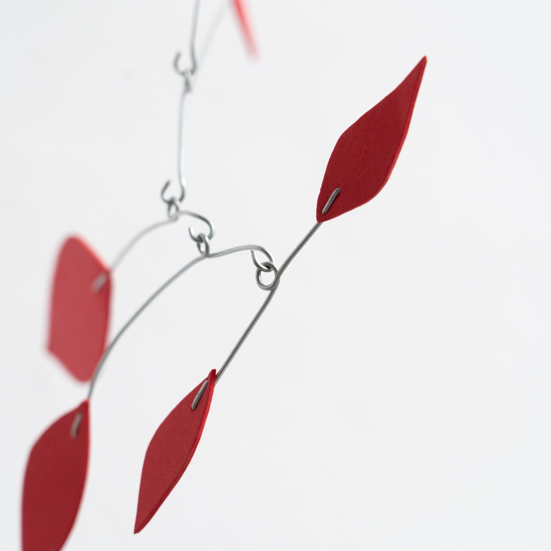 Enchanting Motion: Iron and Foam Kinetic Sculpture - Vibrant Red For Sale 3