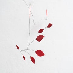 Enchanting Motion: Iron and Foam Kinetic Sculpture - Vibrant Red