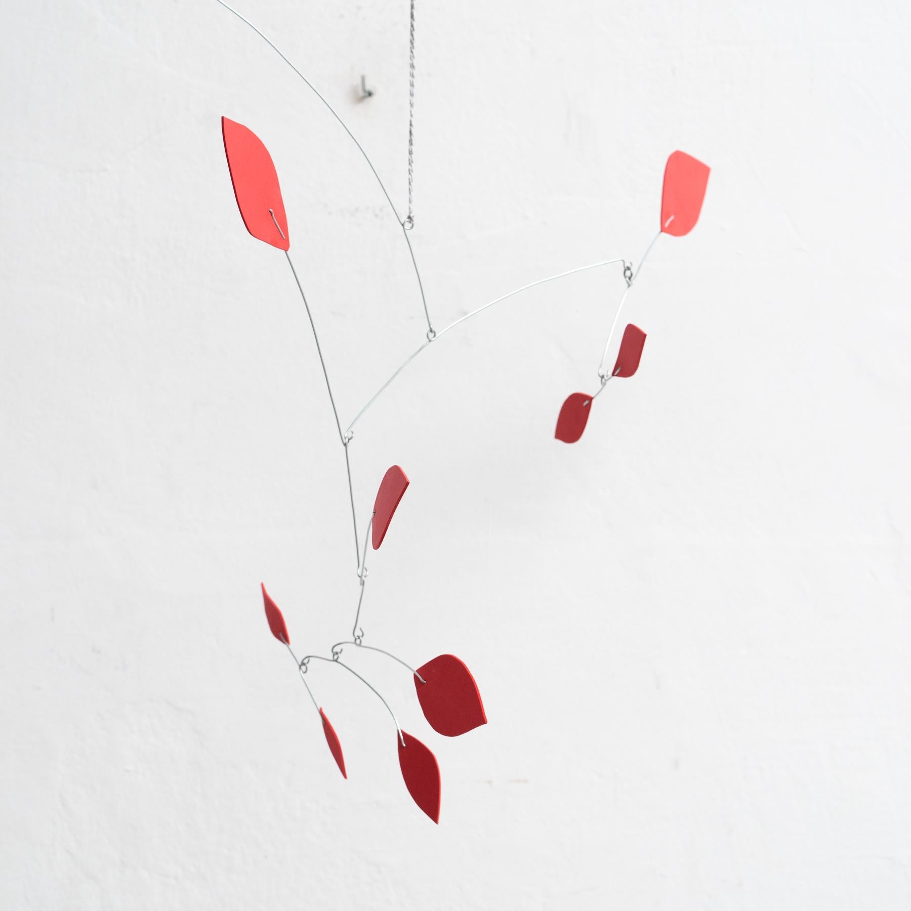 Mid-Century Modern Enchanting Motion: Iron and Foam Kinetic Sculpture - Vibrant Red For Sale