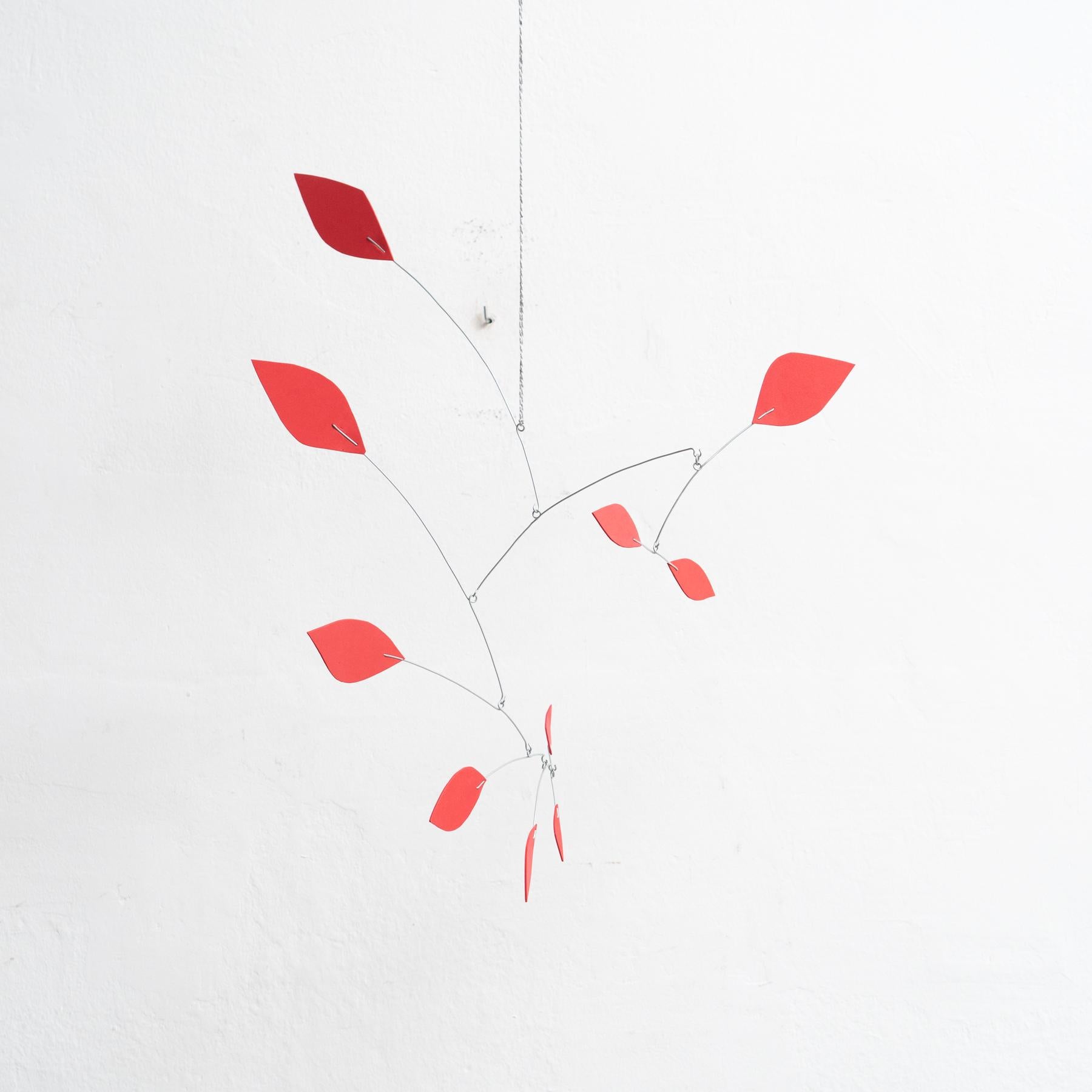 French Enchanting Motion: Iron and Foam Kinetic Sculpture - Vibrant Red For Sale