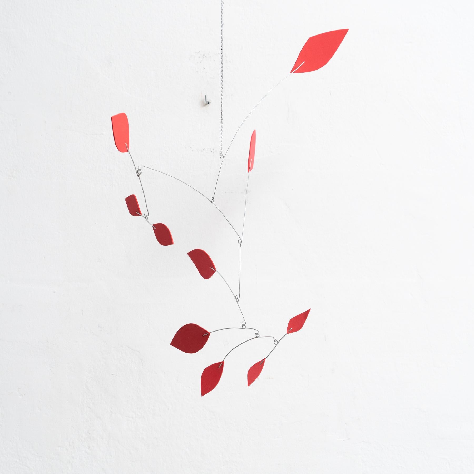 Metal Enchanting Motion: Iron and Foam Kinetic Sculpture - Vibrant Red For Sale
