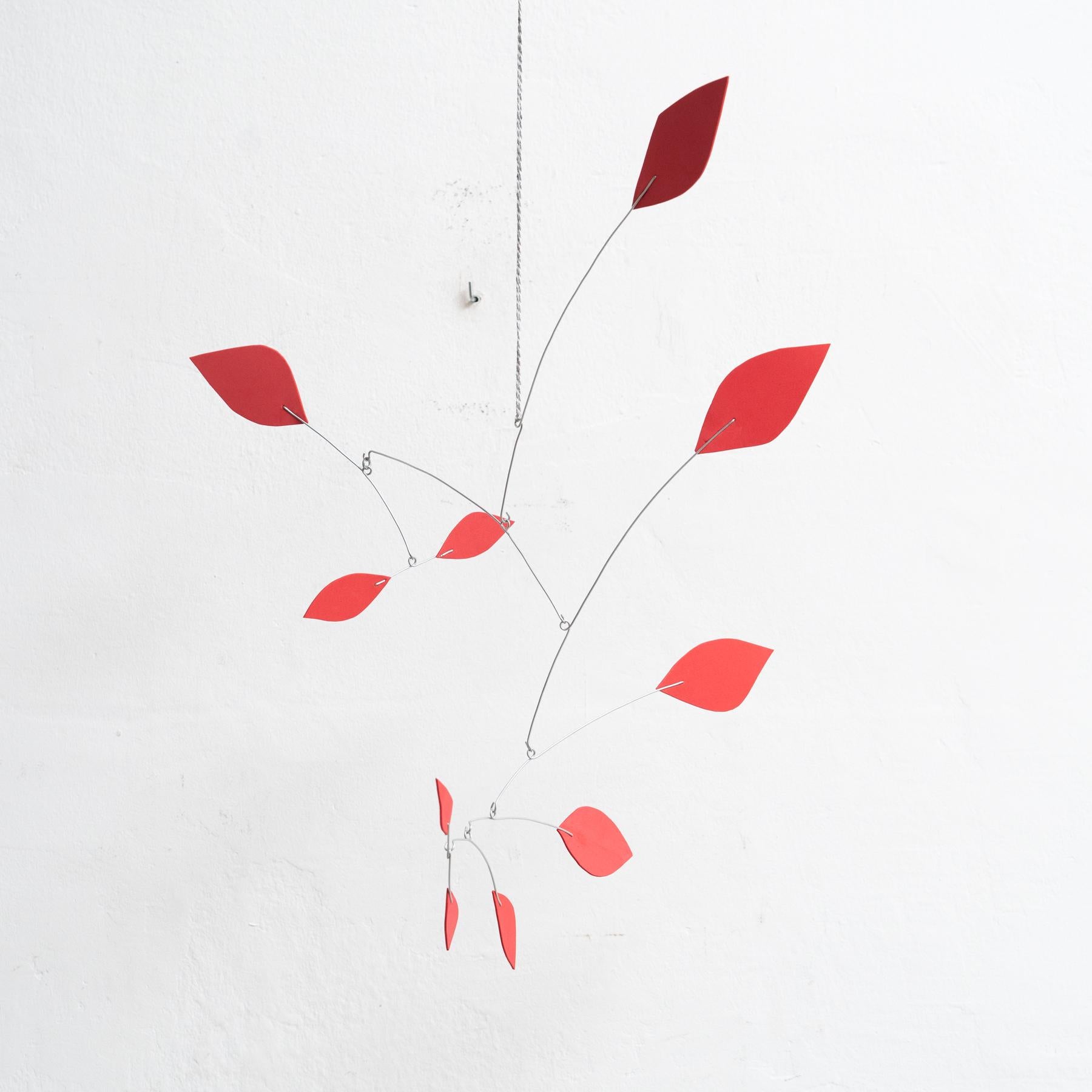 Enchanting Motion: Iron and Foam Kinetic Sculpture - Vibrant Red For Sale 1