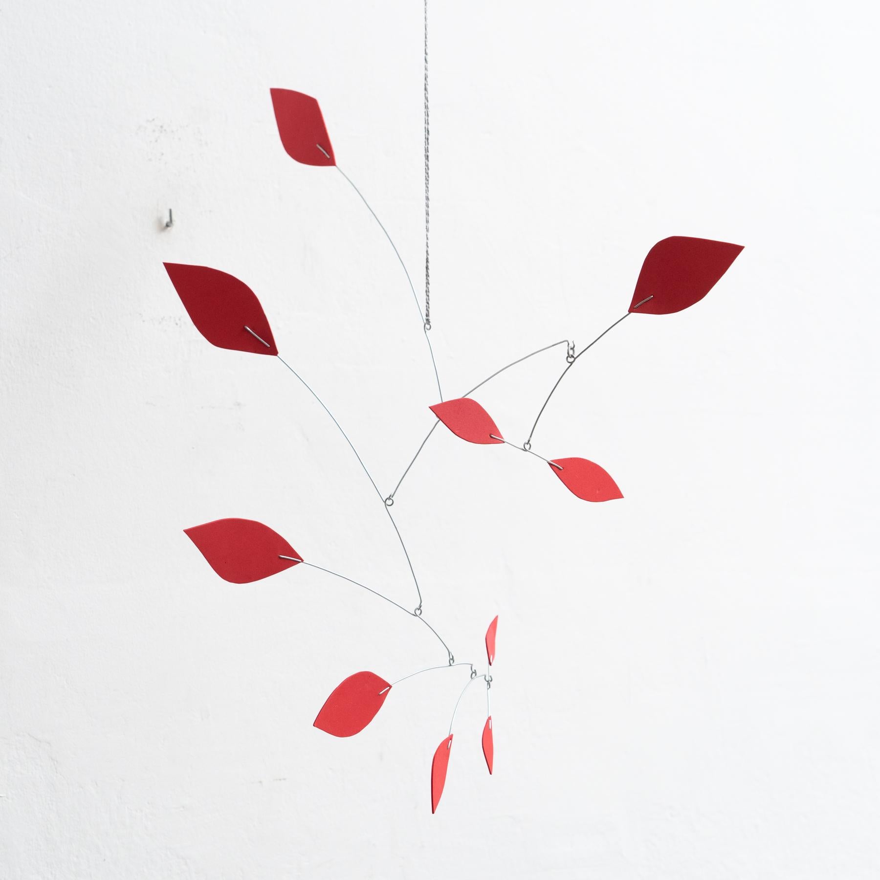 Enchanting Motion: Iron and Foam Kinetic Sculpture - Vibrant Red For Sale 2