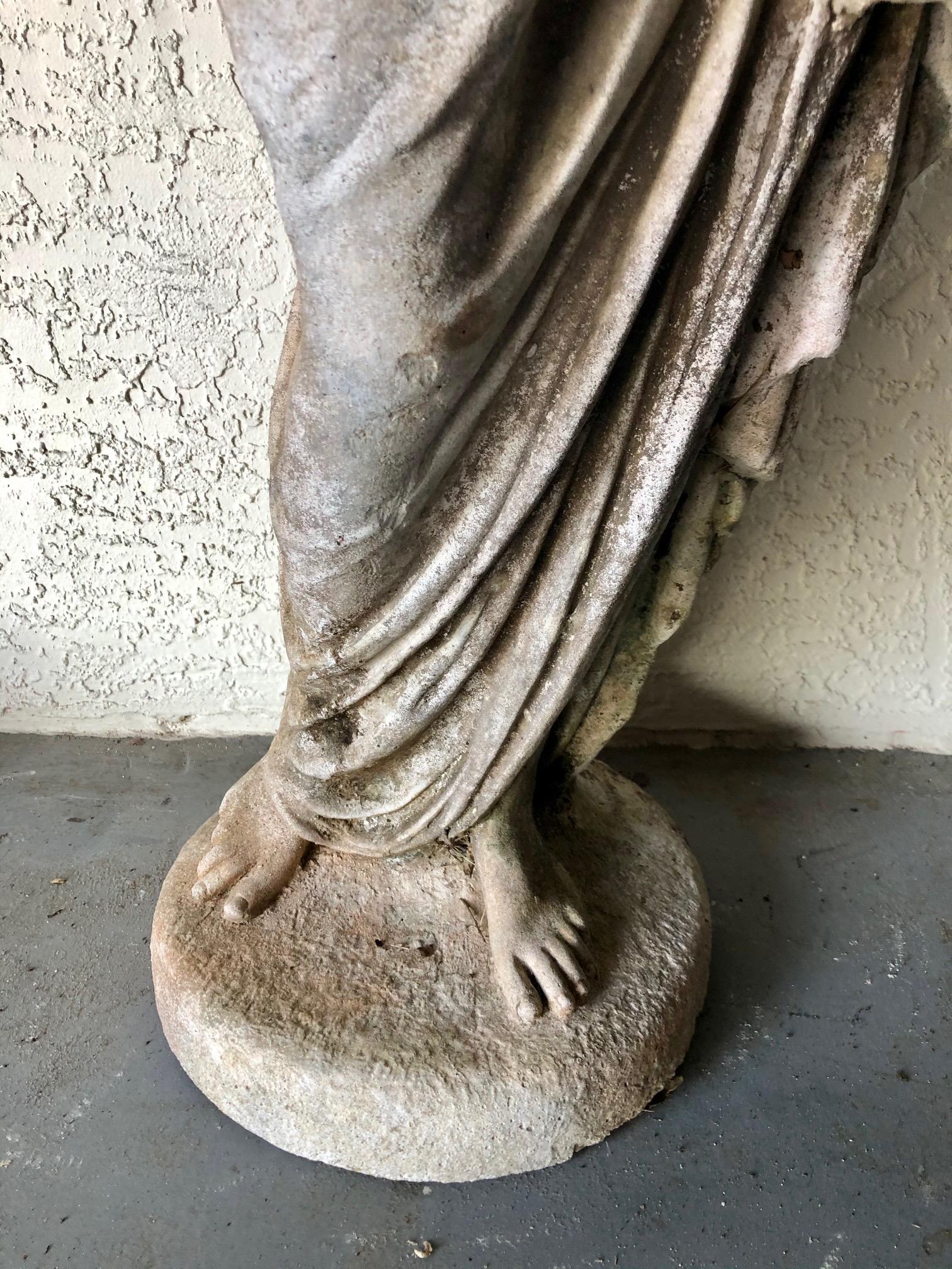 Cast Stone Enchanting Neoclassical Stone Figural Garden Statue of Woman with Urn