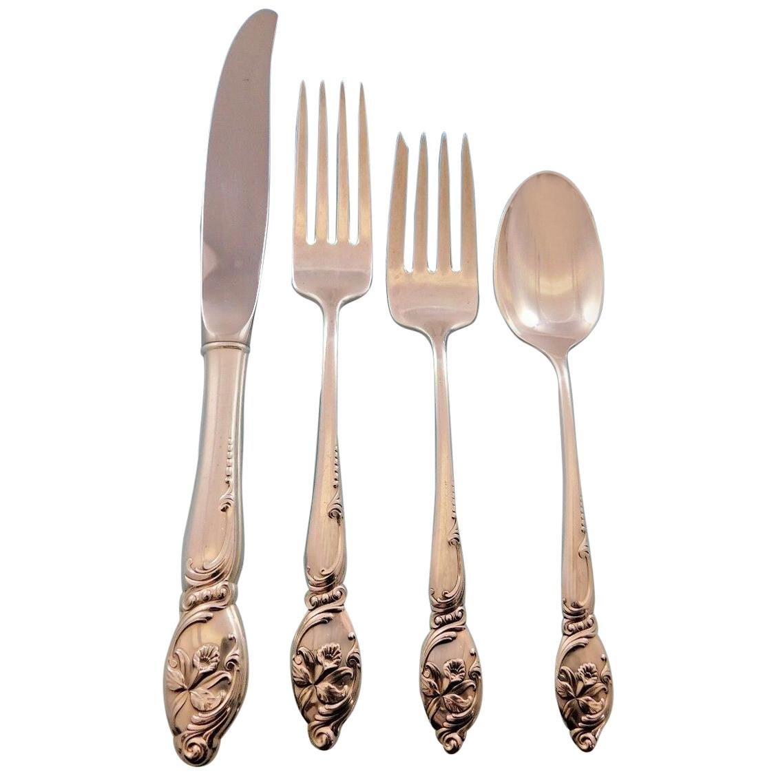 Enchanting Orchid by Westmorland Sterling Silver Flatware Set Service 32 Pieces For Sale