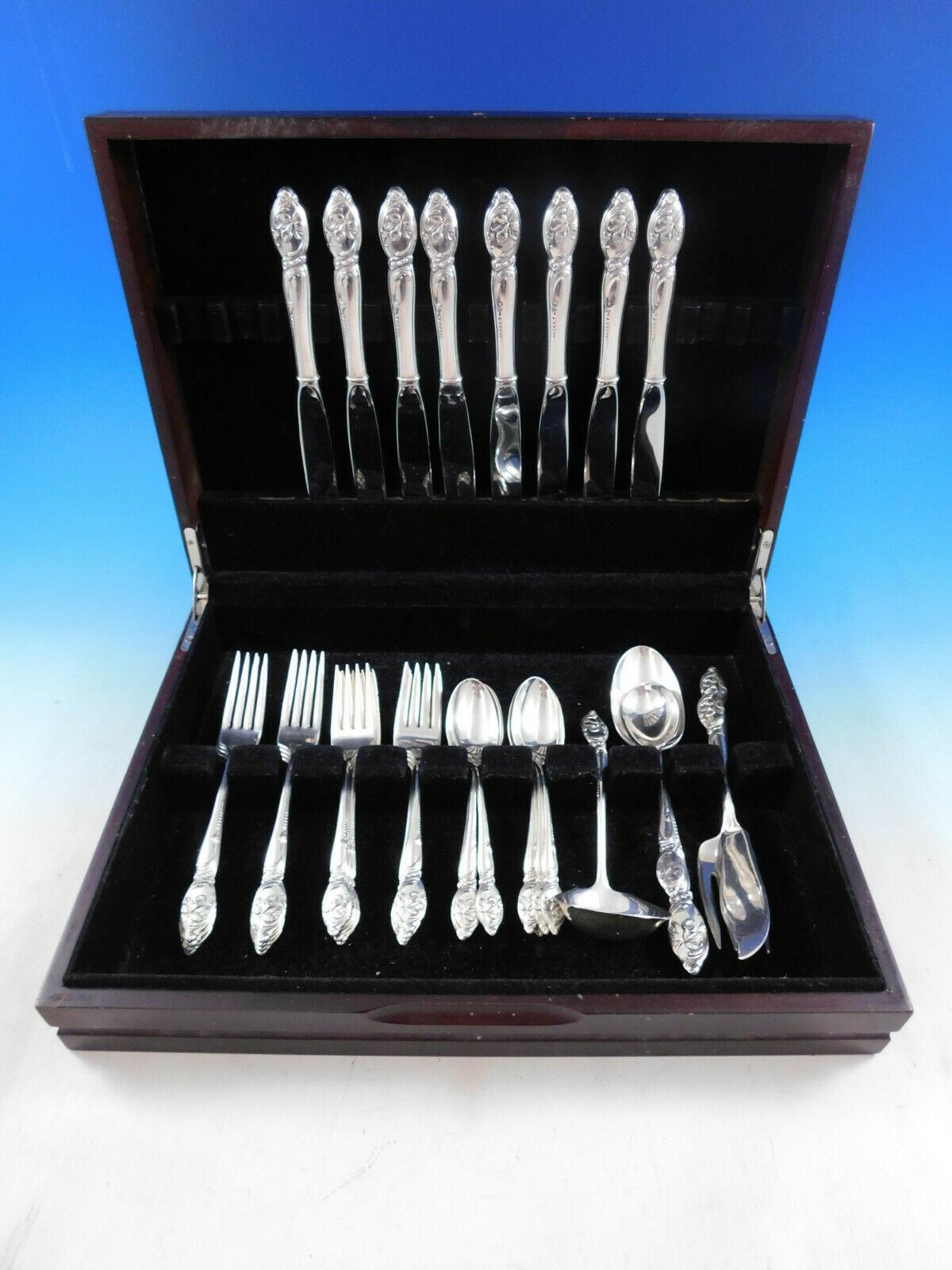Enchanting Orchid by Westmorland sterling silver Flatware set - 37 Pieces. This set includes:


8 Knives, 9 1/8
