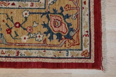 Enchanting Oushak Red Hand-Knotted Wool Rug Carpet, Allover Trellis Design