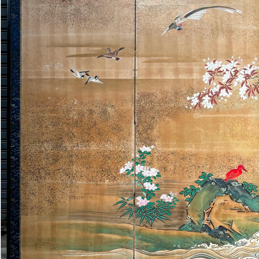 Enchanting 'Seasons' Edo Screen
Period: Edo
Size: 378x175 cm
SKU: PTA120

Transport yourself to the enchanting beauty of Japanese nature with our exquisite six-panel screen depicting the timeless charm of spring. This superb classic Japanese