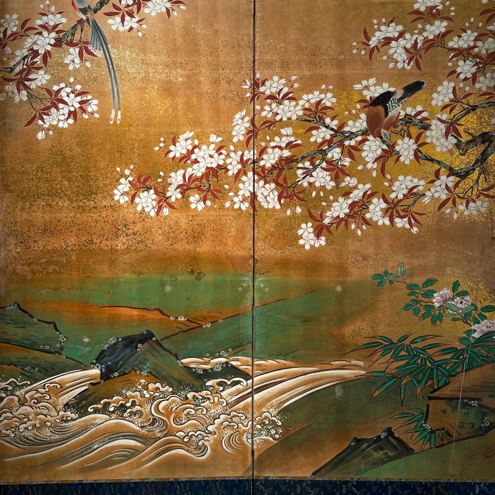 Japanese Enchanting 'Seasons' Edo Screen For Sale