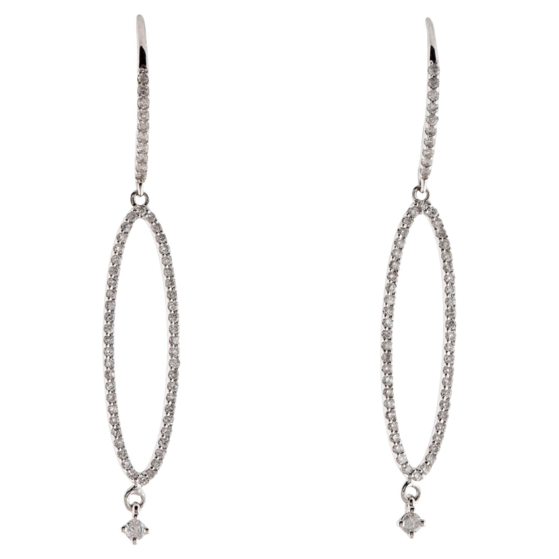 Boucles d'oreilles pendantes en diamant 14K - Scintillement exquis, Glamour Timeless, Design Elegance en vente